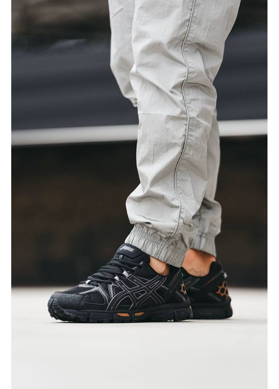 Чорні Осінні чоловічі кросівки asics black gold асікс демісезонні No Brand Gel-Kahana 8