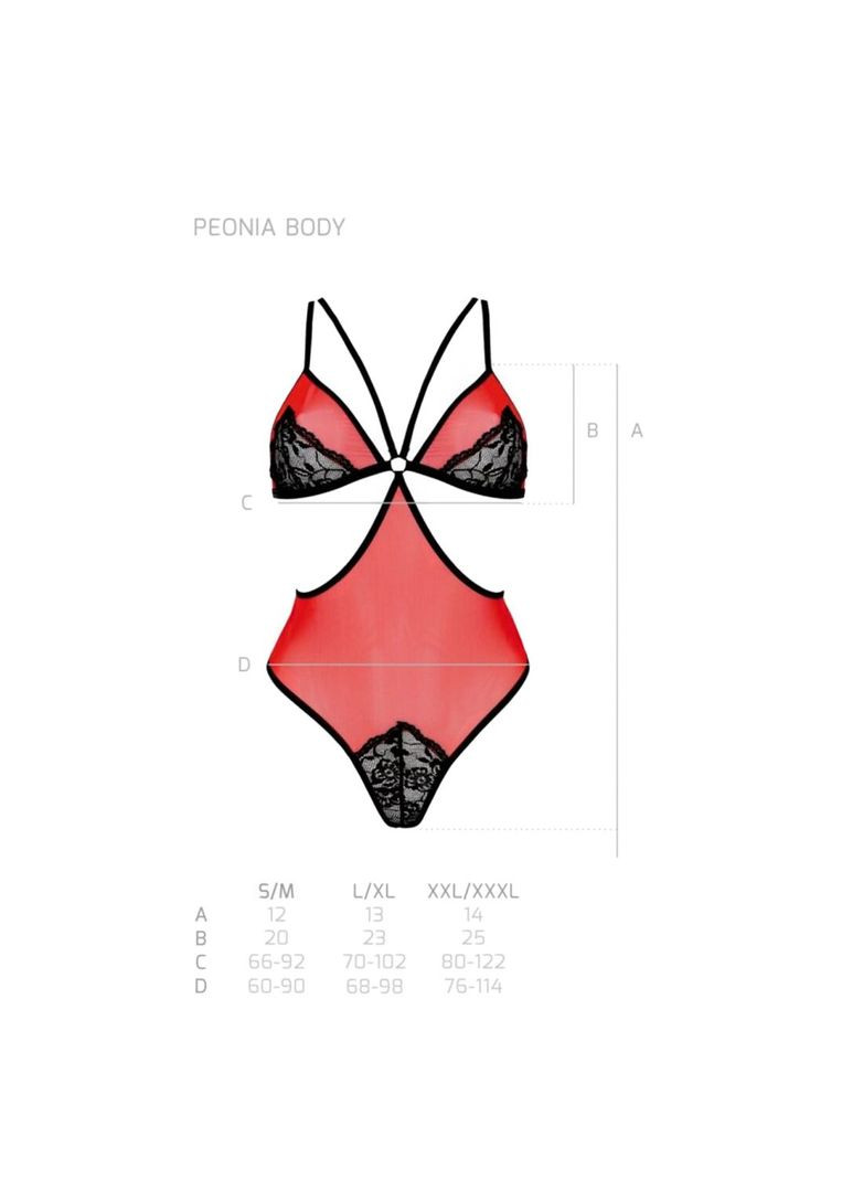 Напівпрозоре боді з мереживом PEONIA BODY red CherryLove Passion червоний поліестер, поліамід, еластан