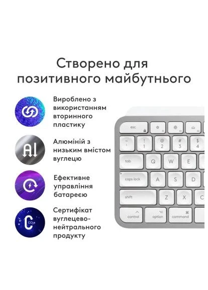 Клавиатура MX Keys S для MAC Bluetooth/Wireless UA Pale Grey (920-011638) Logitech (400754821)