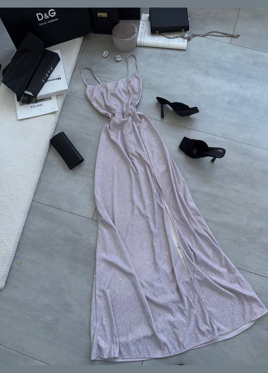 Золотий святковий, вечірня жіноча сяюча максі сукня зі шнурівкою на спині No Brand