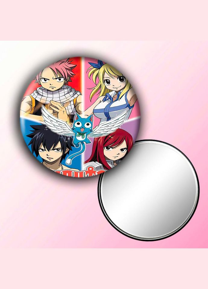 Зеркальце косметическое карманное Аниме Сказка о хвосте феи #0001 с рисунком круглый 56 мм No Brand (309156481)