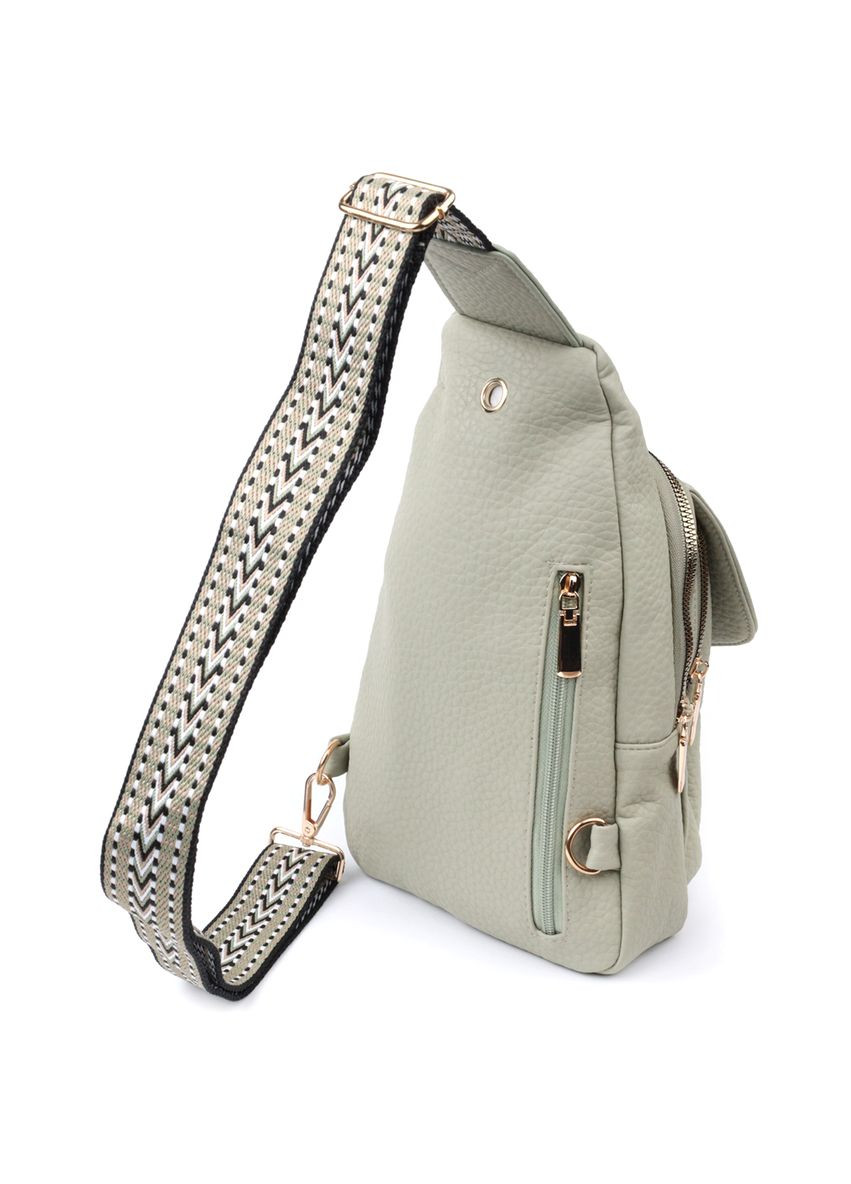 Чудова жіноча сумка з однією лямкою через плече з грубозернистої екошкіри Фісташковий 22765 Vintage (335032797)