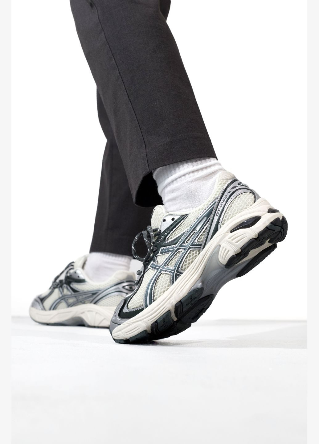 Сірі Осінні кросівки чоловічі і жіночі asics gt-2160 grey white | асікс gt-2160 сірі білі No Brand