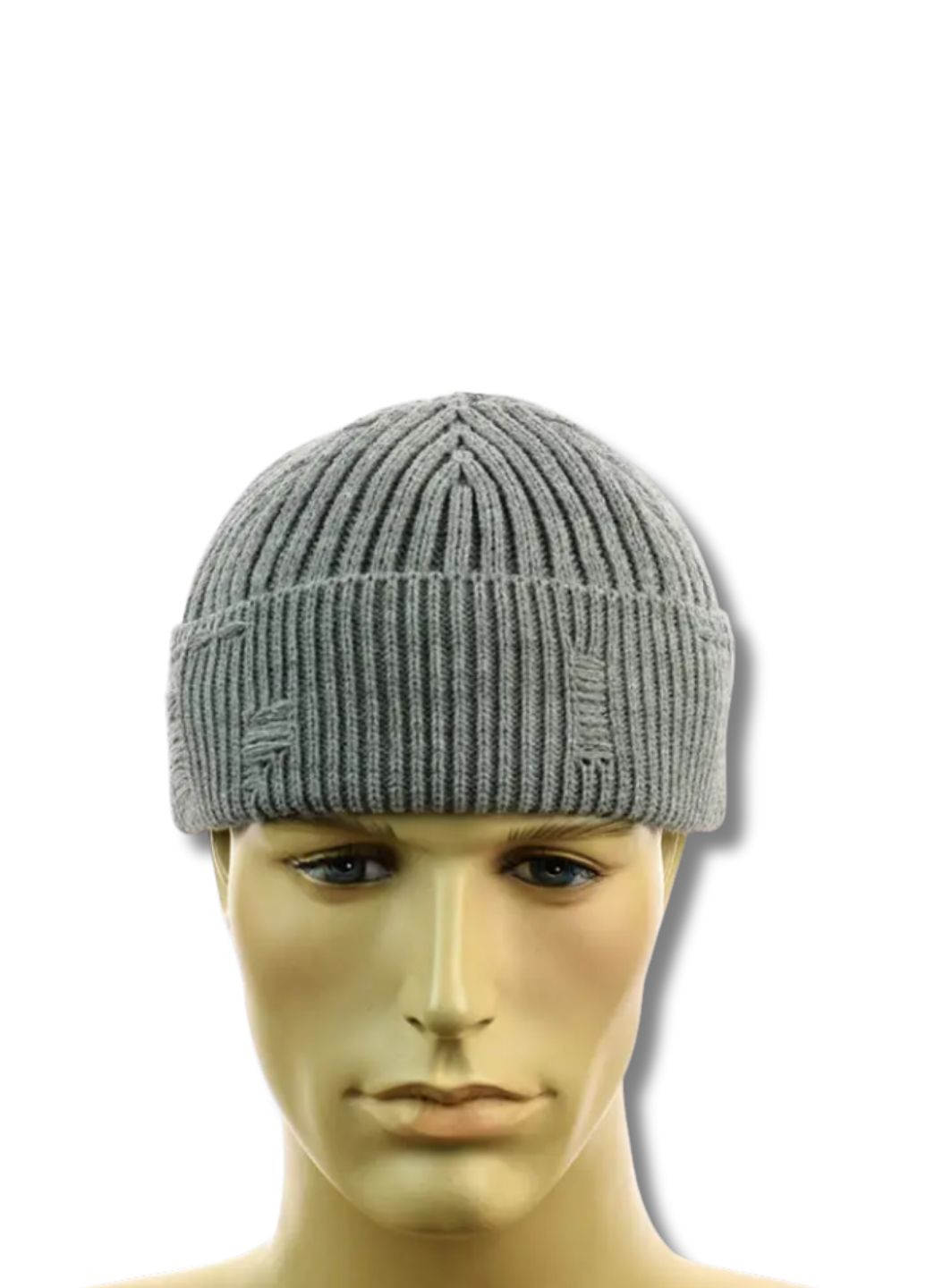 Шапка міні-біні на флісі Докер - Рваний декор No Brand Шапка докер на флісі (360245304)