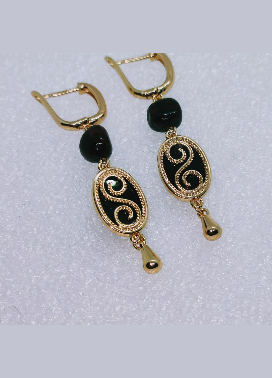 Сережки 3187 з натуральним бурштином MINOV (317045168)