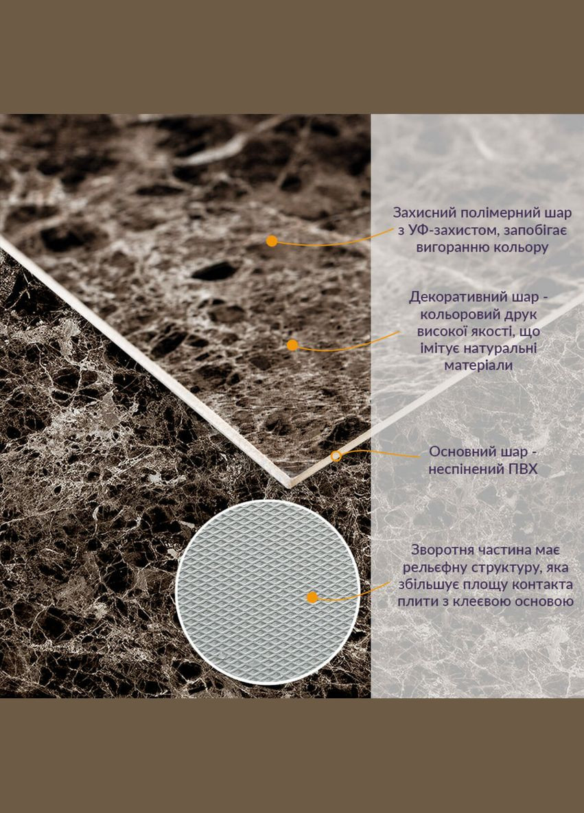 Декоративная ПВХ плита 600х600х3мм Серый темно-серый мрамор (S) SW-00001628 Sticker Wall (341283776)