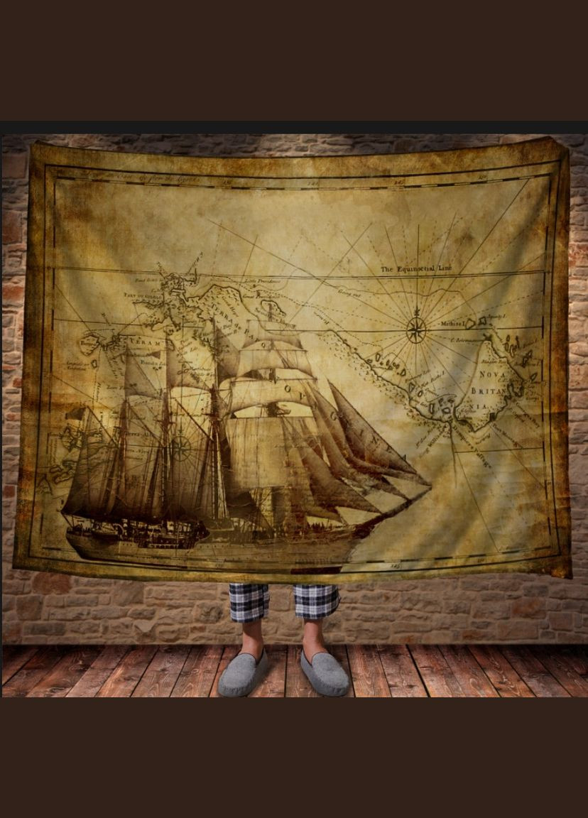 Плед с 3D принтом - Ретро карта и Черная жемчужина Перша Креативна мануфактура PERFECTUS Плед (301869365)