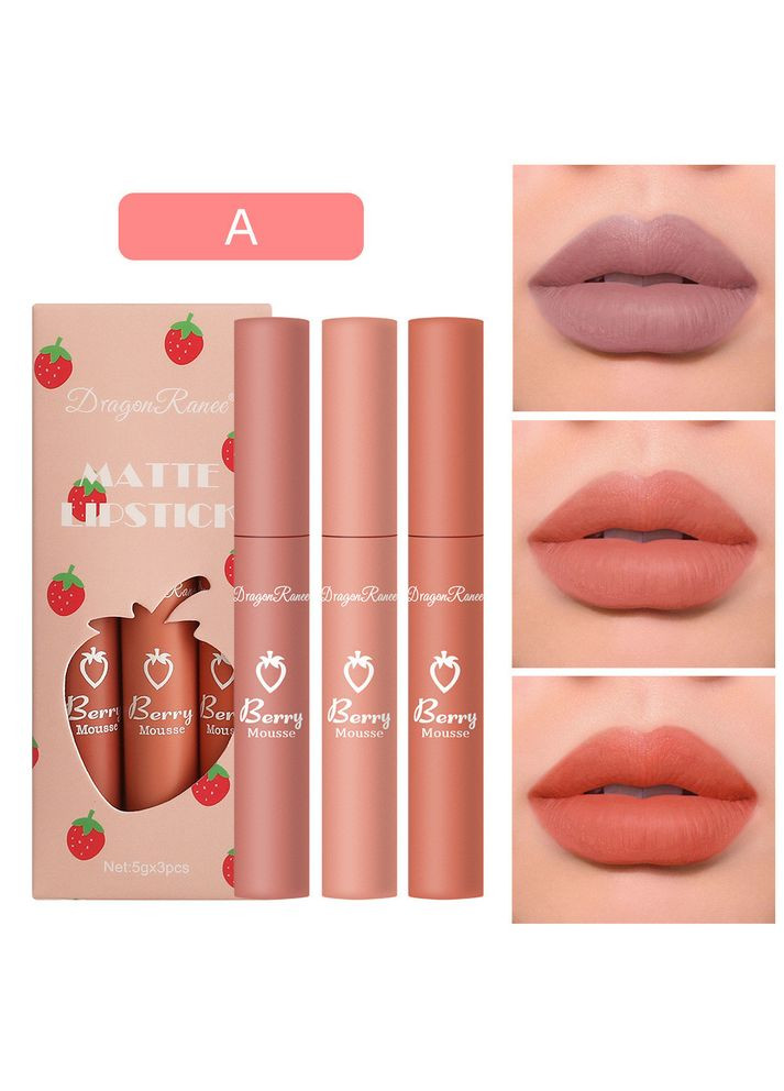 Набір водостійких рідких матових помад Matte Lipstick A 3 шт Dragon Ranee (314933555)