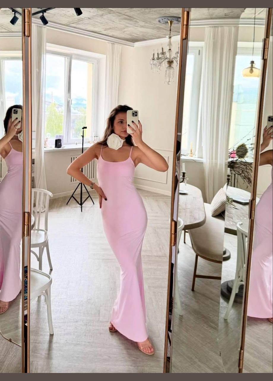 Розовое повседневный платье женское - однотонное, длина макси JUGO однотонное