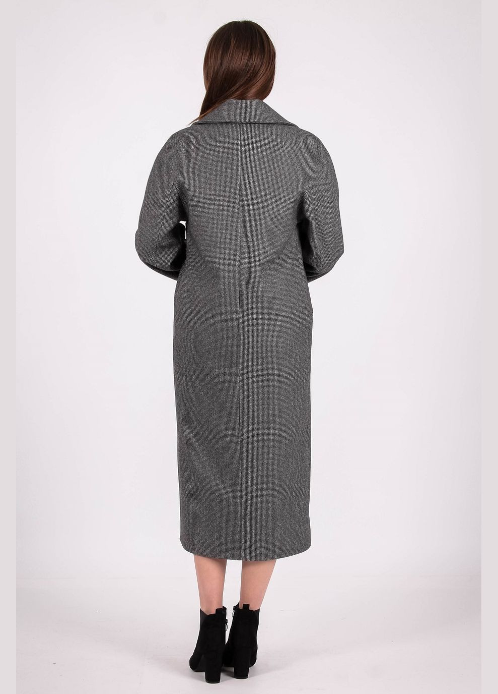 Серое демисезонное Пальто удлиненный женское 057 гусиная лапка кашемир серое Актуаль