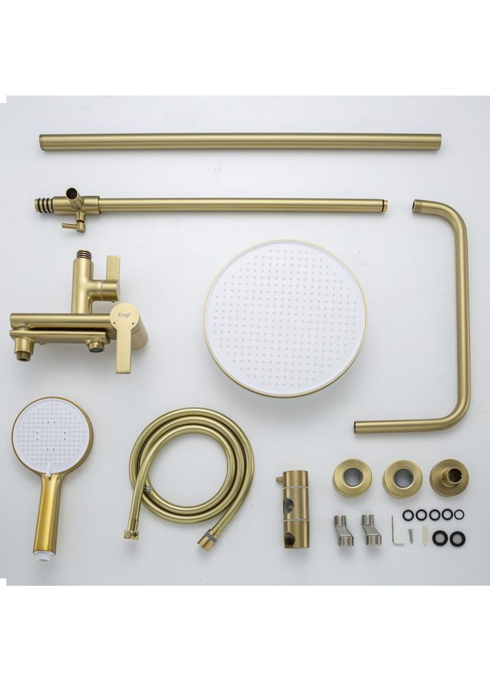 Душова система F2488-3 з поворотним виливом, 3 функції, латунь, золотий сатин Frap (372994949)