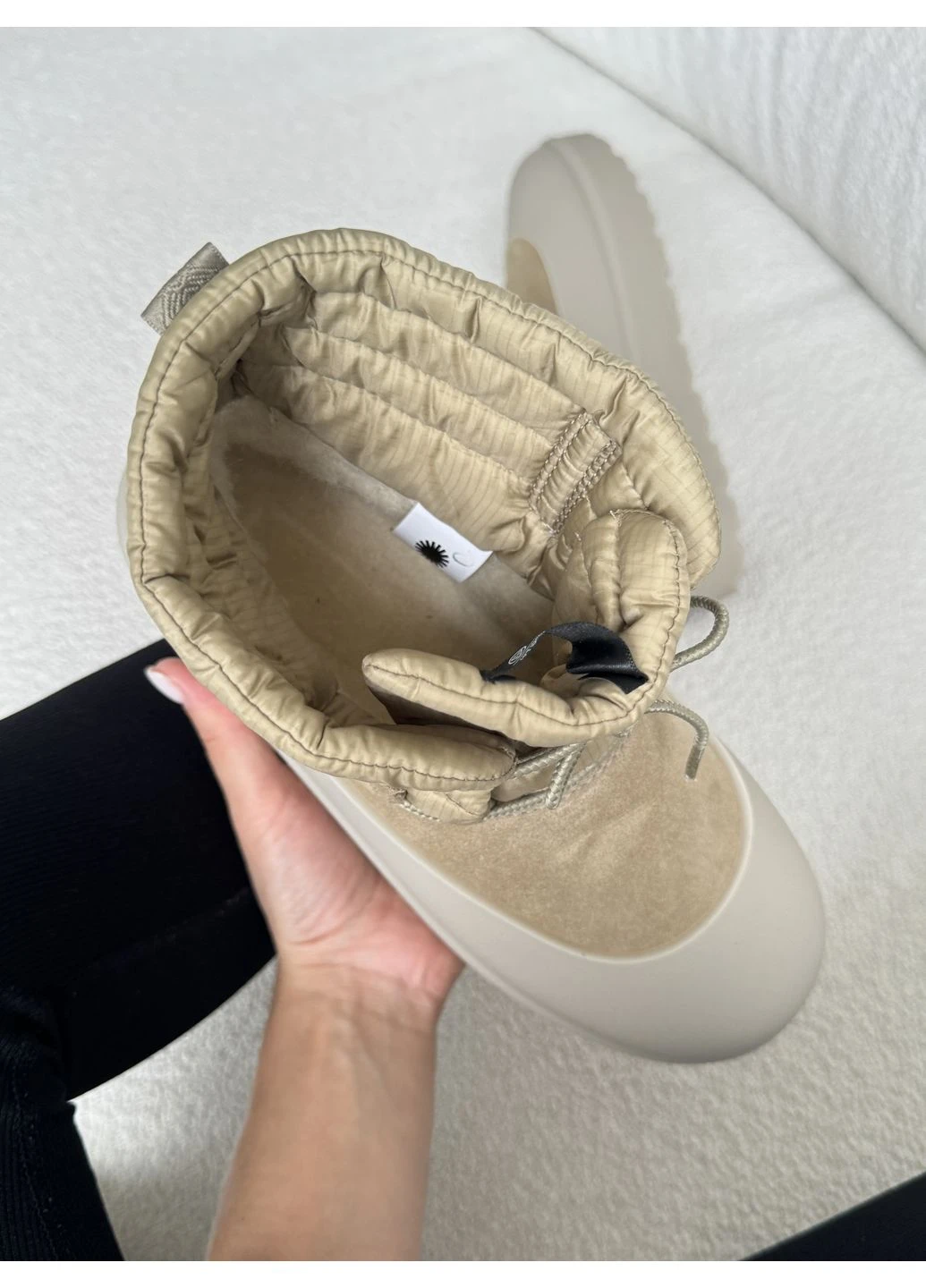 Кроссовки женские и мужские UGG Classic Mini Lace-Up Beige | Уги Классик Мини бежевые No Brand бежевые демисезоны (372463776)