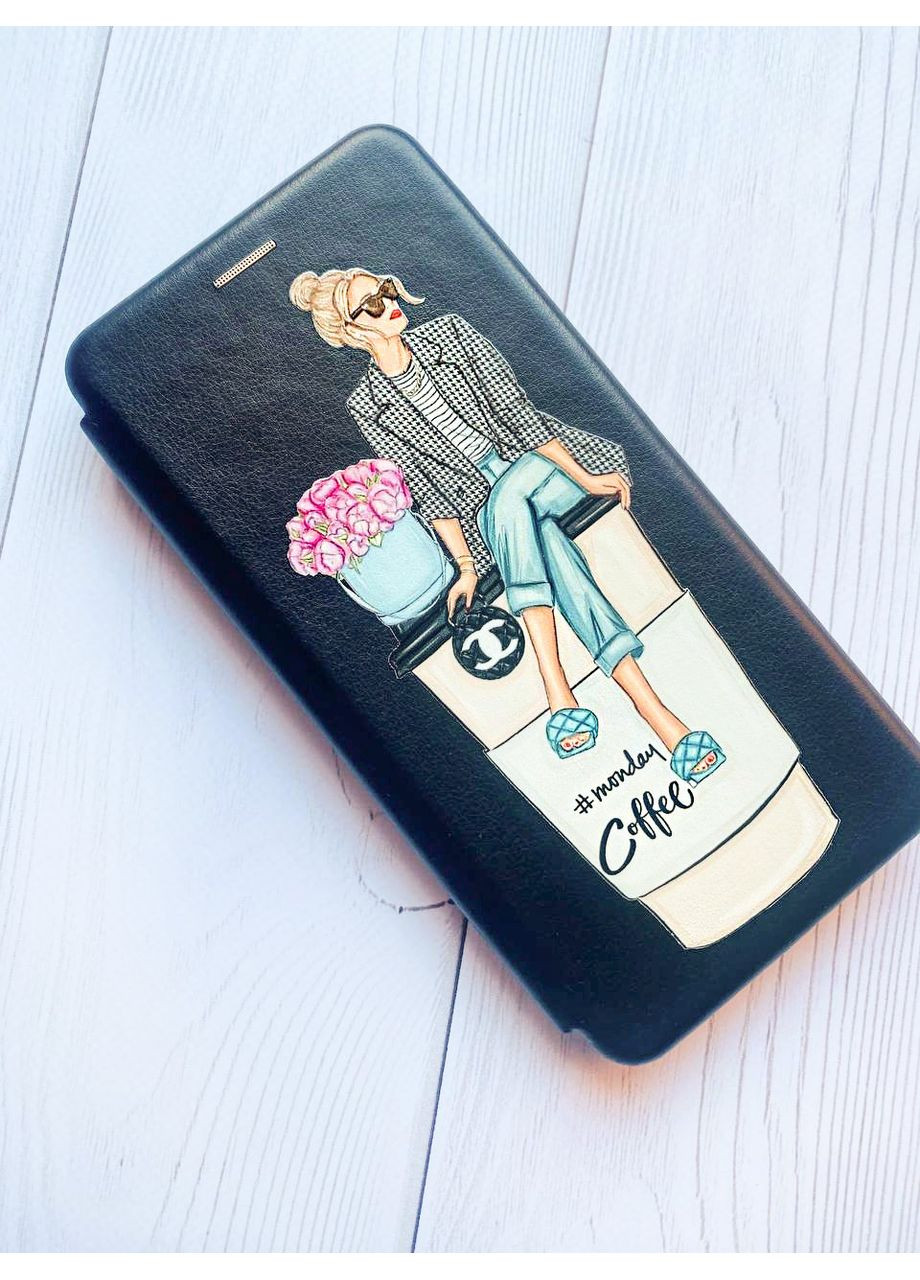 Чохол-книжка з малюнком для Samsung Galaxy A32 5G Чорний:: Дівчина на каві (принт 228) G-Case (359492908)