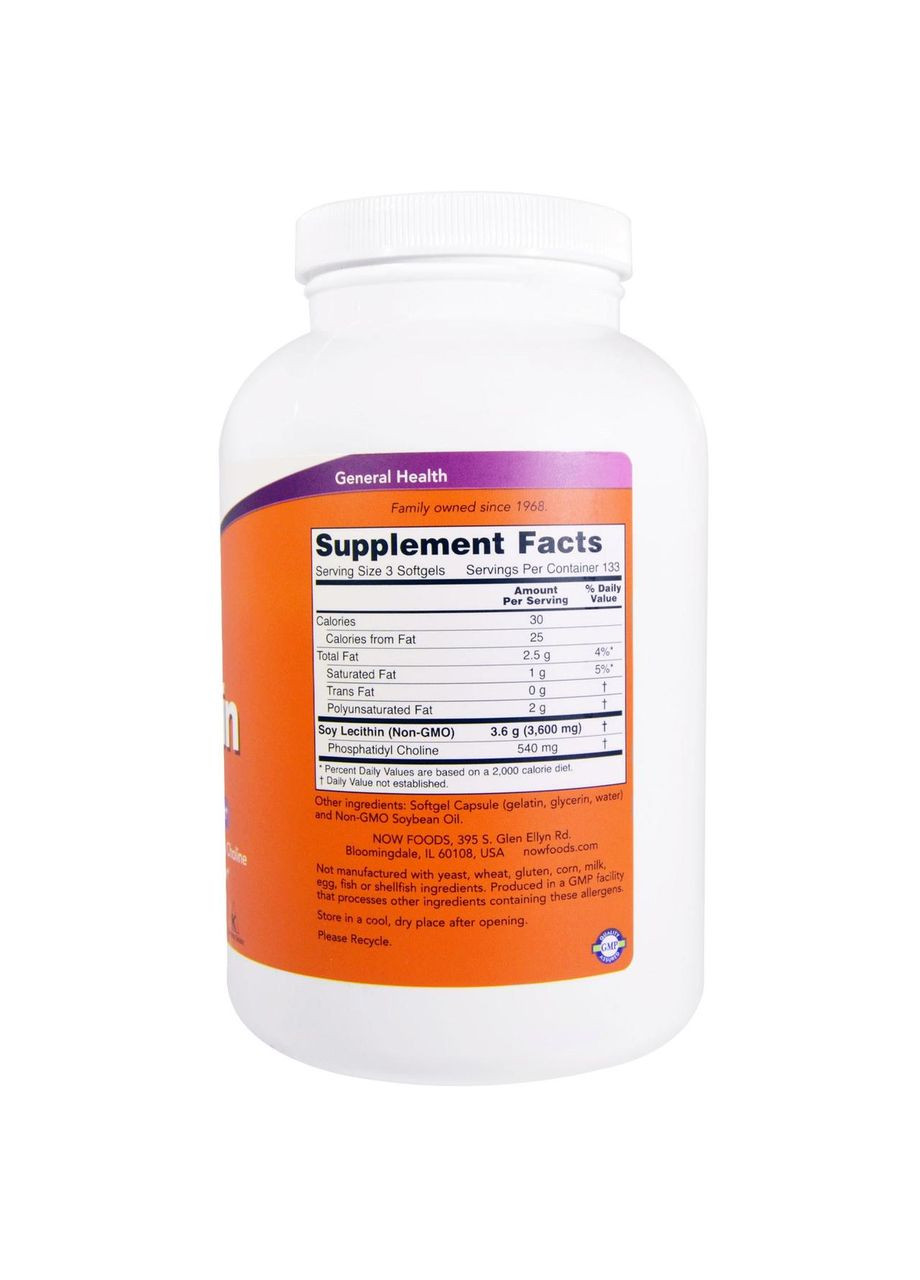 Лецитин, Lecithin, 1200 мг, 400 капсул Now Foods (366734456)