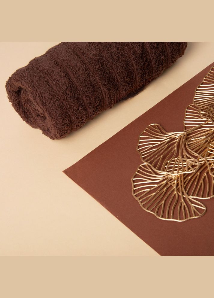 IDEIA рушник махровий 50х80 хвиля щільність 500 г/м2 бавовна шоколад коричневий виробництво - Узбекистан