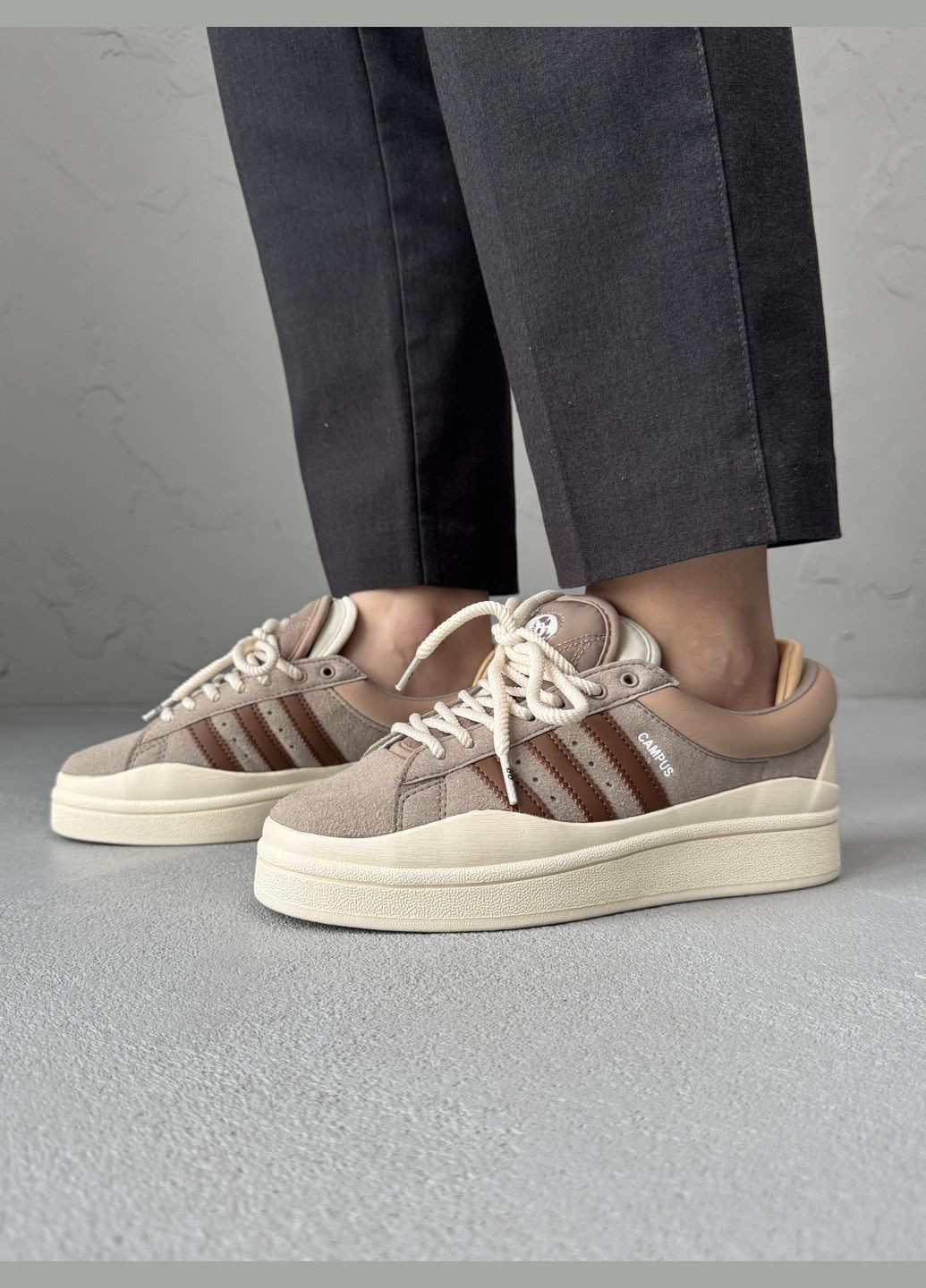 Кросівки жіночі і чоловічі Campus x Bad Bunny beige brown | Адідас Кампус х Бед Бані бежеві коричневі No Brand бежеві демісезони (316663589)