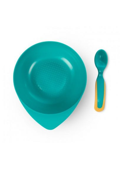 Набор детской посуды тарелочка глубокая с крышкой и ложечкой оранжевая (90593) Baboo тарілочка глибока з кришкою та ложечкою помаранчев (366154135)