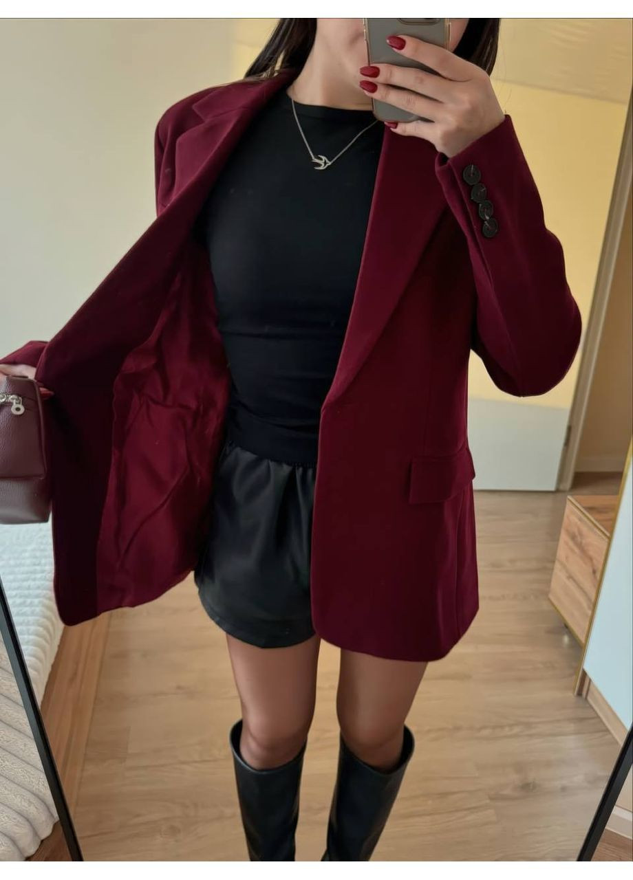 Бордове демісезонне Жіноче пальто-піджак однобортне Avanti