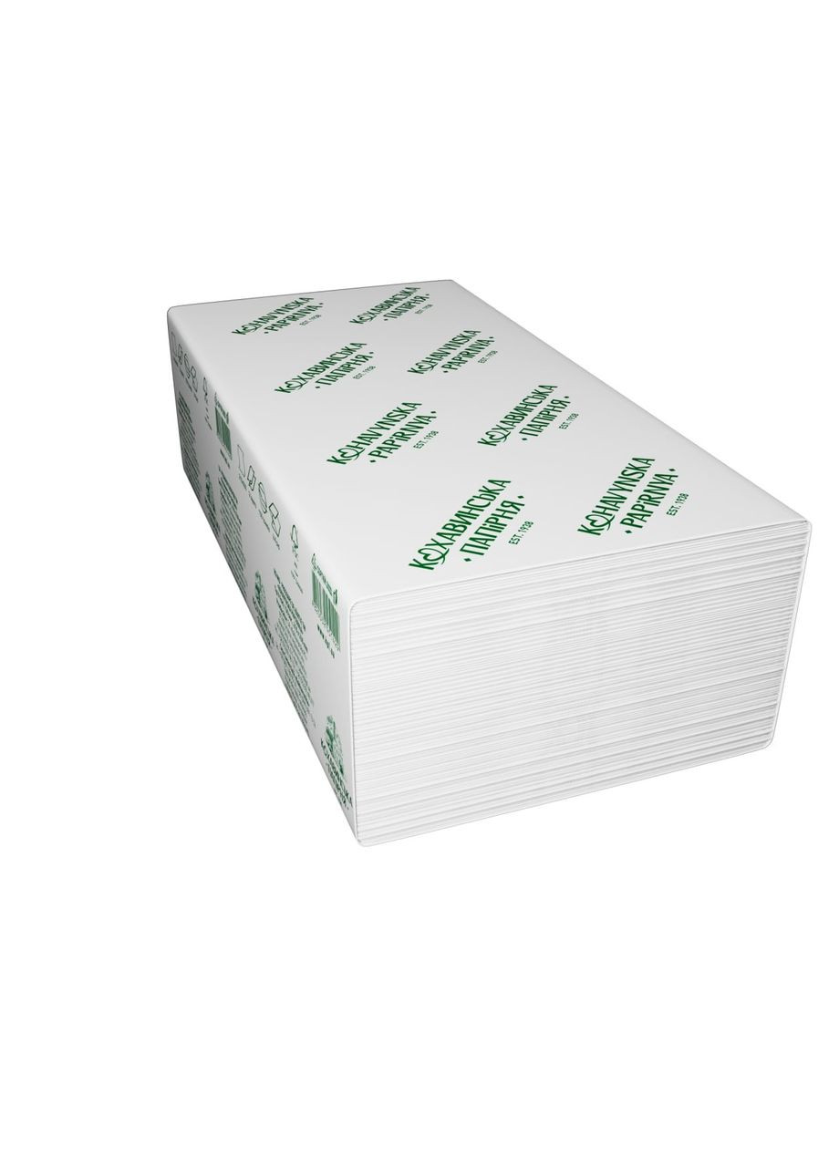 Рушники паперові "" V -складення Білі целюлозні 150 аркушів, 230*210 мм Кохавинська папірня (311570266)