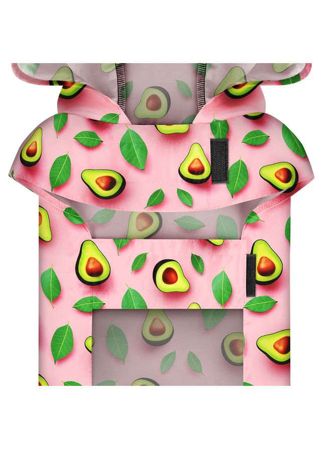 Дождевик-накидка с капюшоном для собак WAUDOG Clothes, рисунок "Авокадо на розовом",, А 26-29 см, B 32-41 см, С 21-26 см Collar (363058040)