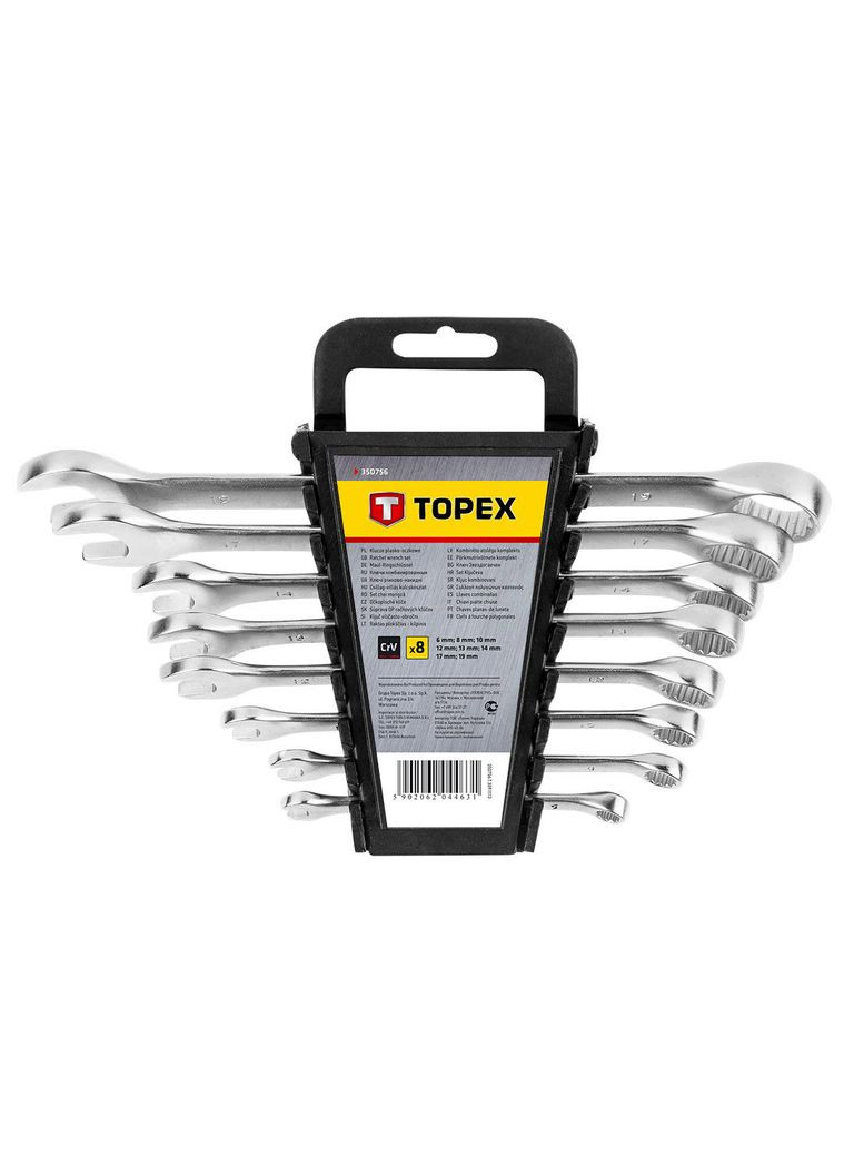 Набор комбинированных ключей (619 мм, 8 шт) рожково-накидных (23830) Topex (290680036)