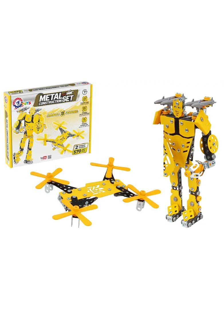 Конструктор металевий ROBOT DRONE 2в1 570 деталей метал ТЕХНОК від 11 років в асортименті 0136 ТехноК Тех0136 (370651603)