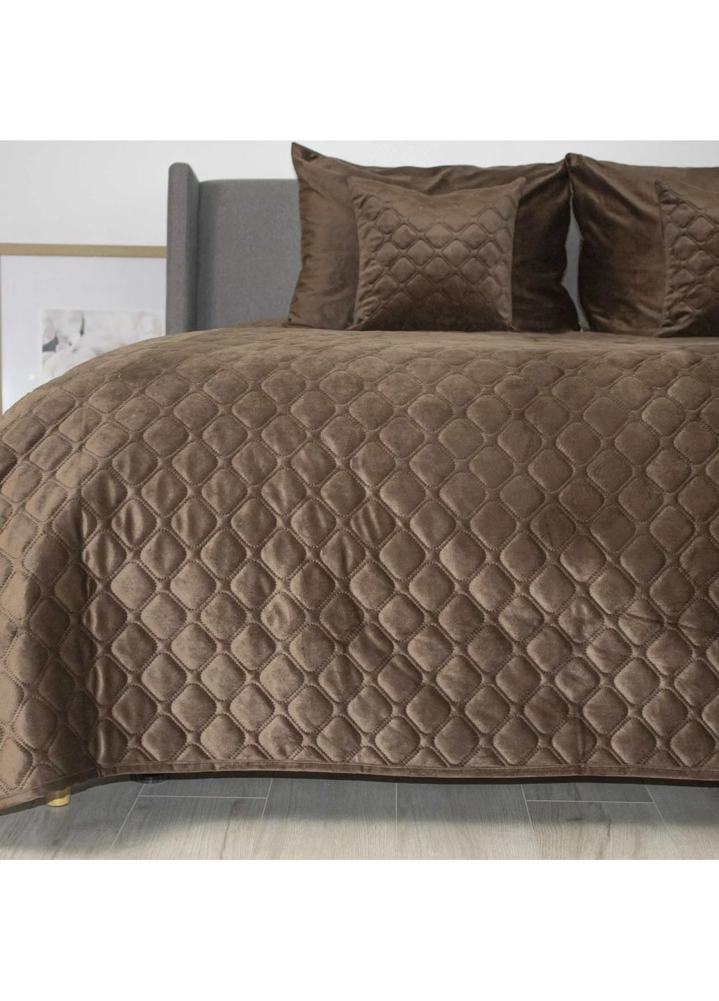 Велюровое полуторное покрывало 150*210 см гипоаллергенное Светло-Коричневый (29810150210) ТЕП (366303374)