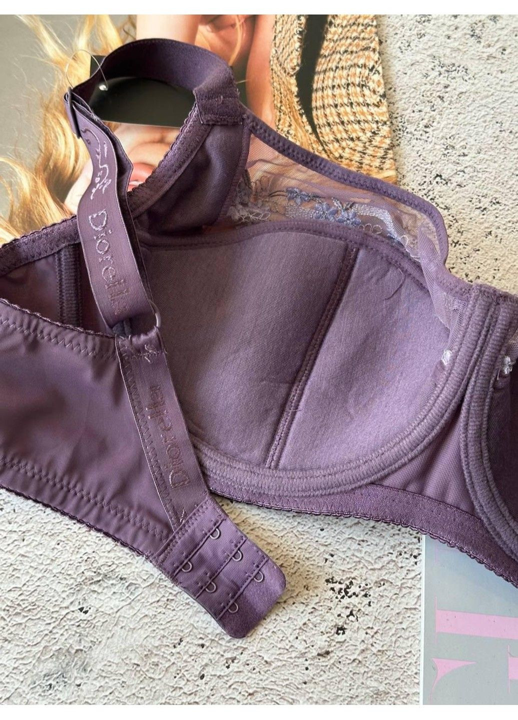 Сиреневый бюстгальтер классический на чашку f, фиолетовый лифчик для большой груди 6 размера Diorella