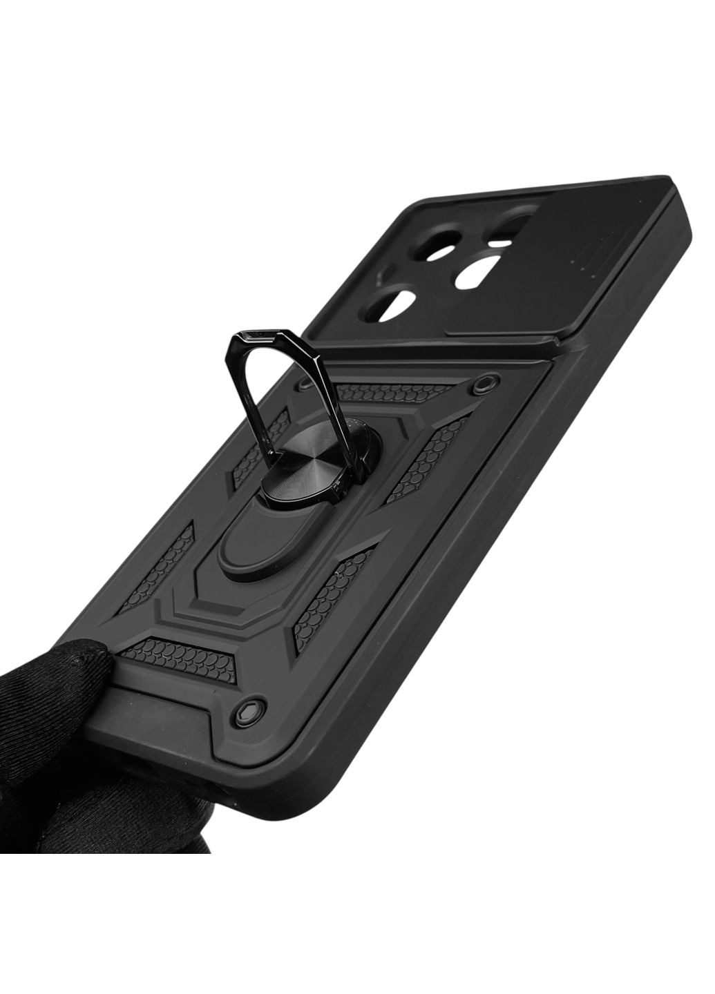 Чехол для Hot 40i (X6528B) бронированный с кольцом со шторкой на инфиникс хот 40ай чёрный rg1 Infinix (366235225)
