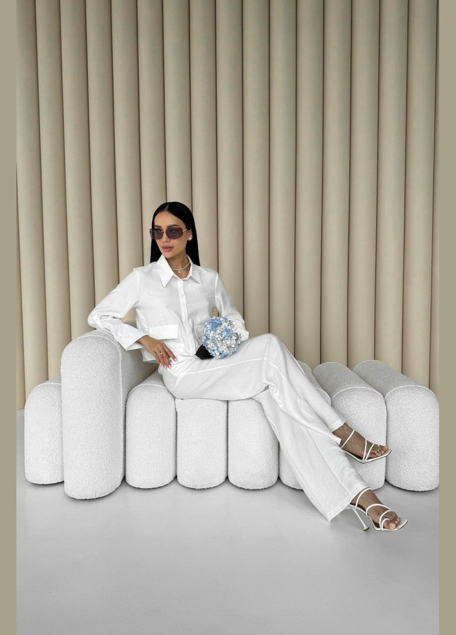 Вільний костюм прямого крою білого кольору Jadone Fashion (292553264)