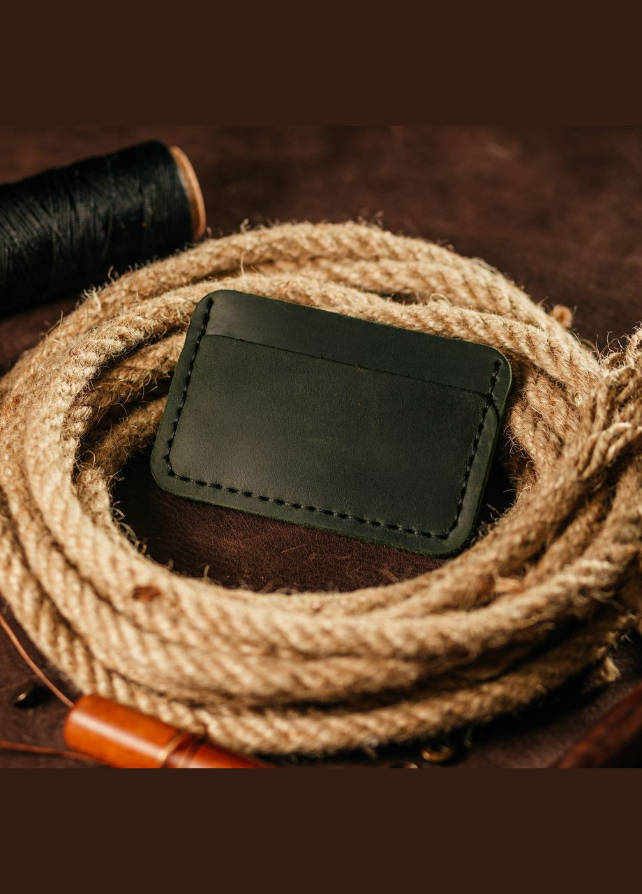 Картхолдер Зеленый кожаный, стильный органайзер чехол из кожи для 4 банковских карт из мягкой кожи No Brand (333705556)