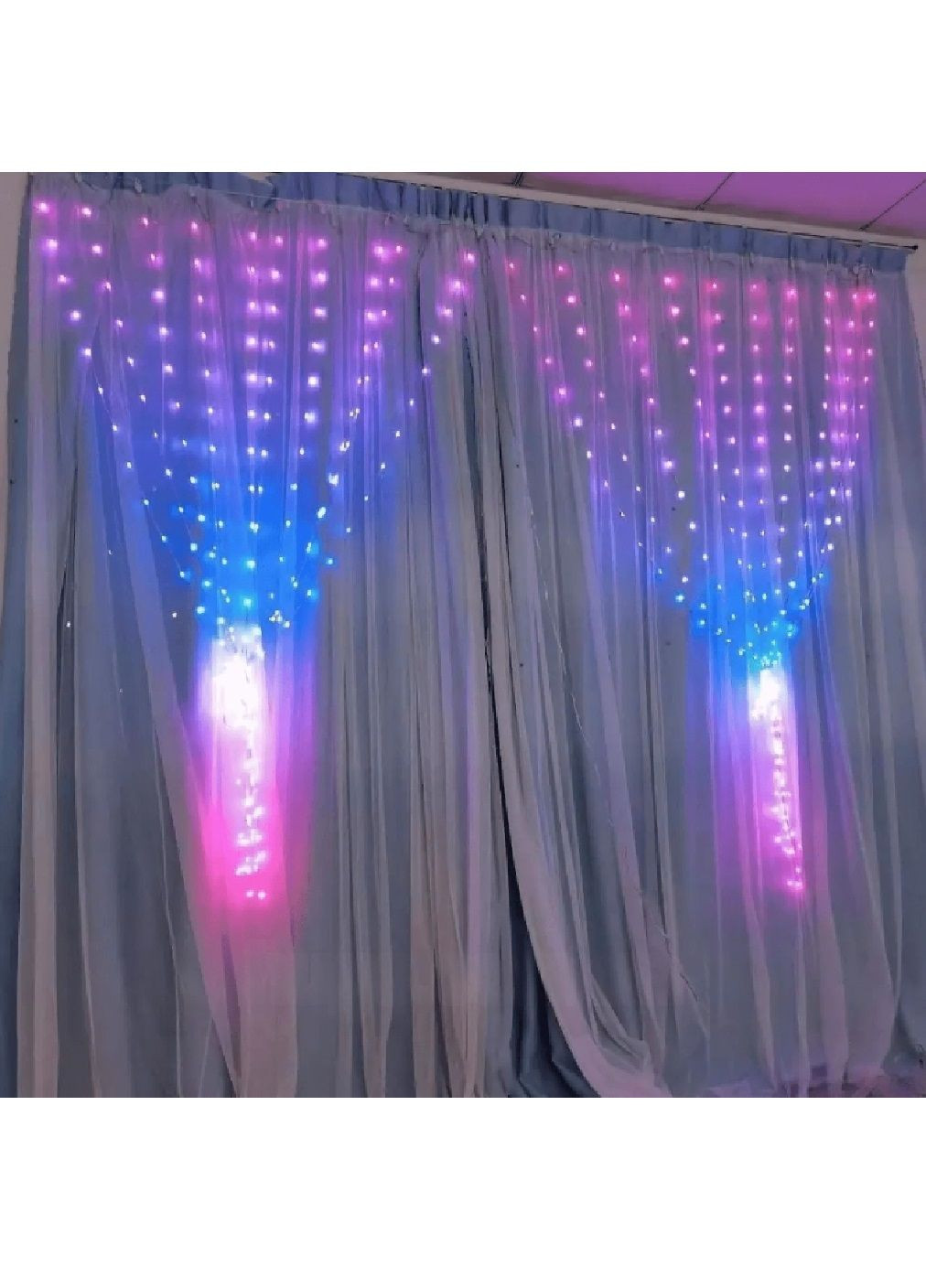 Светодиодная умная гирлянда штора с работой от USB подключением к телефону по Bluetooth пультом 3х2 м 200LED (478761-Prob) Unbranded (311480984)
