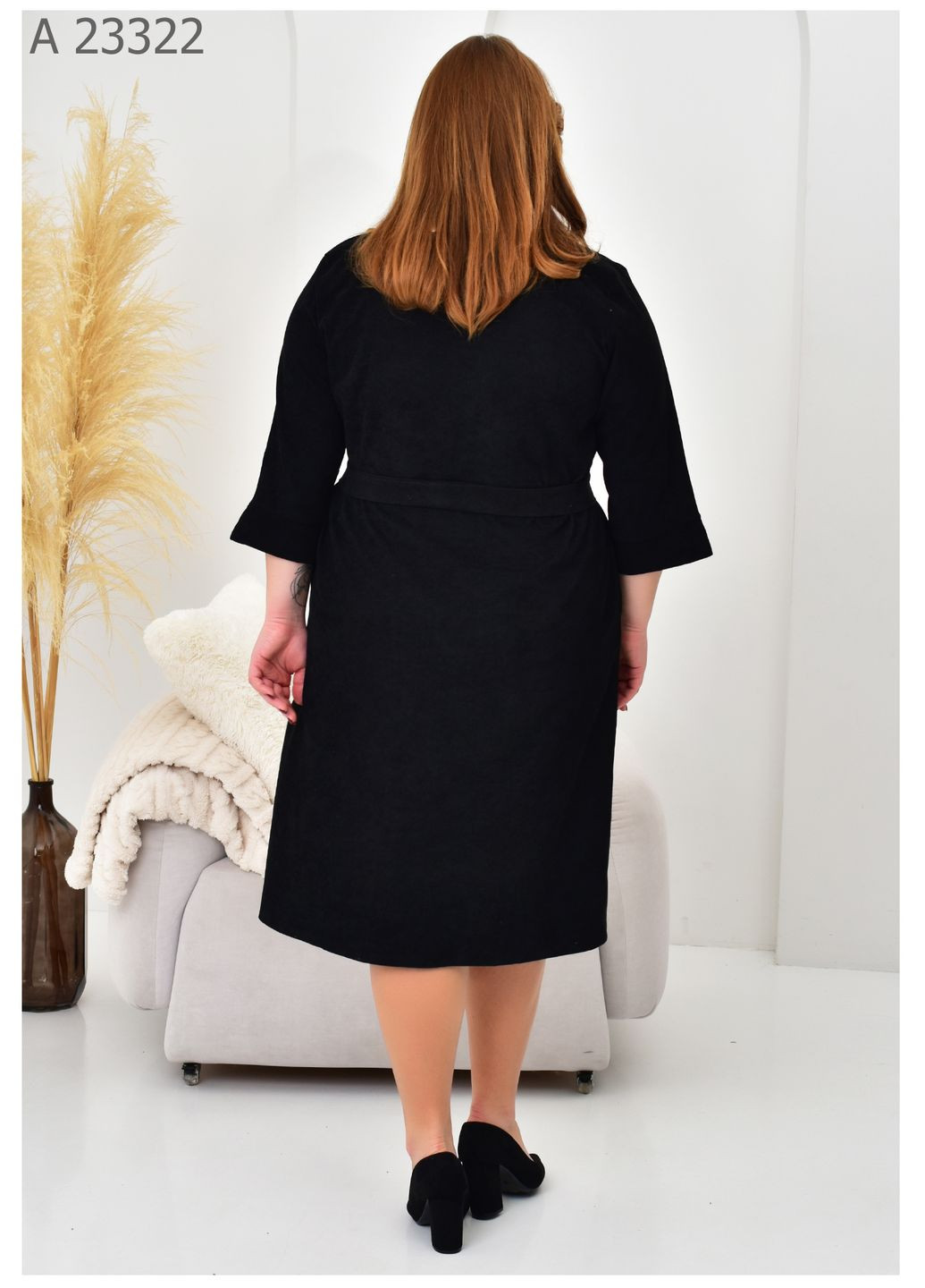 Чорна повсякденний жіноча сукня великого розміру SK однотонна