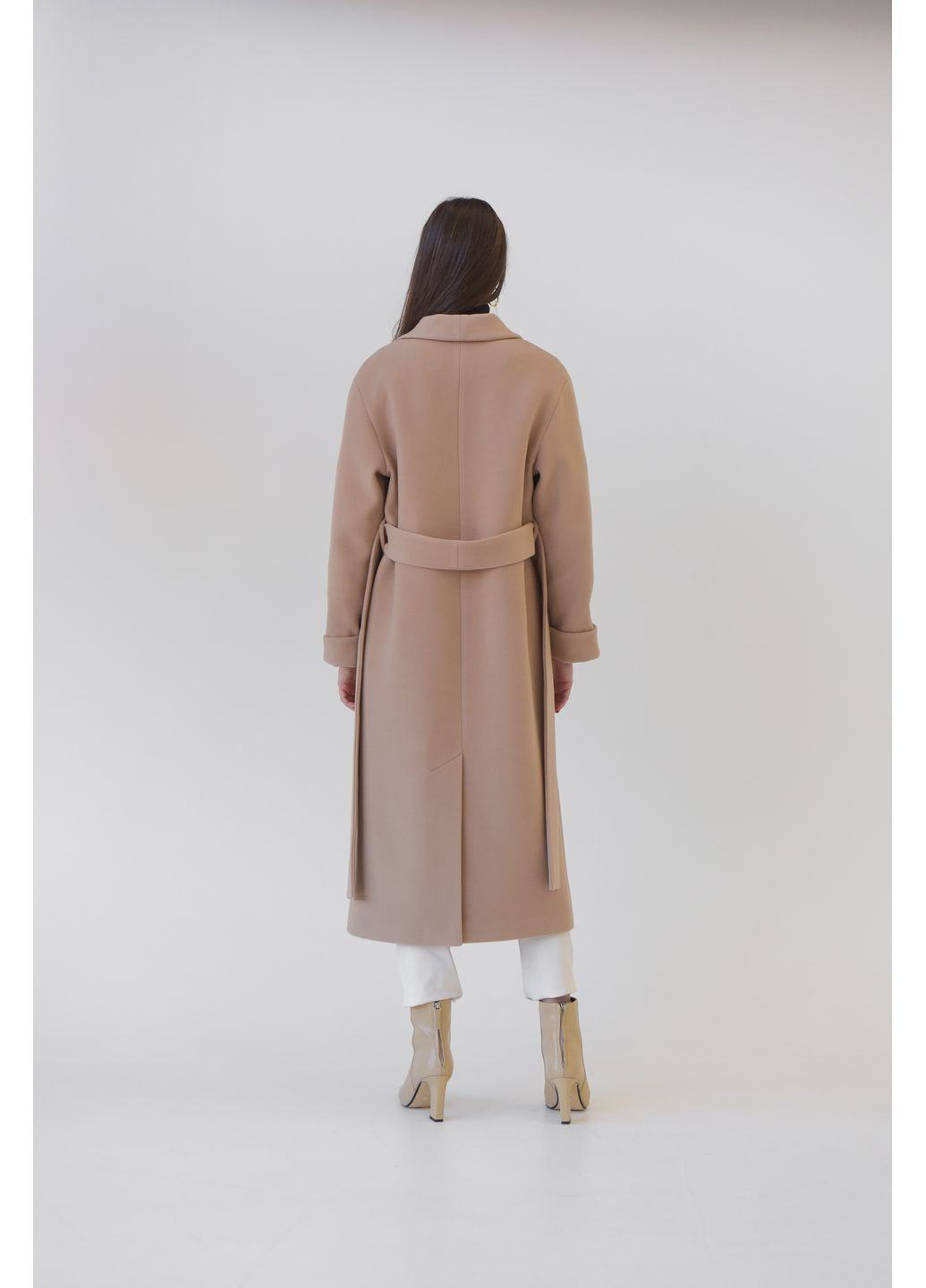 Бежевое Удлиненное пальто халат Raslov