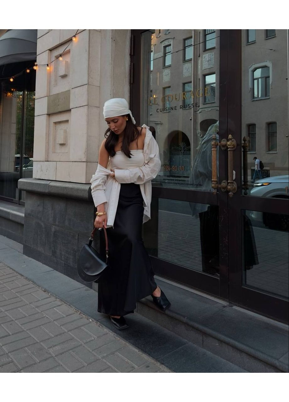 Черная вечерний, кэжуал однотонная роскошная женская юбка длины макси Україна