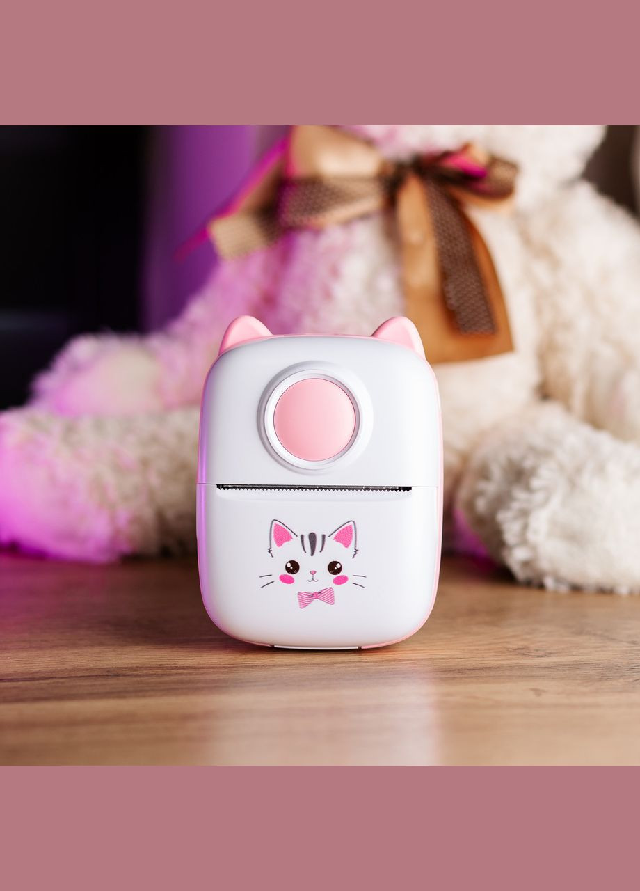 Міні принтер дитячий портативний з термодруком Рожевий Happy Life (315637403)