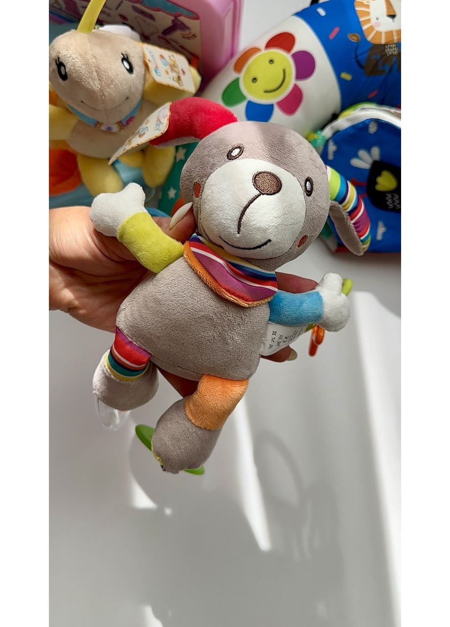 М’яка підвісна іграшка-собачка з брязкальцями та дзеркальцем | 43×17 см для дітей No Brand (364553168)