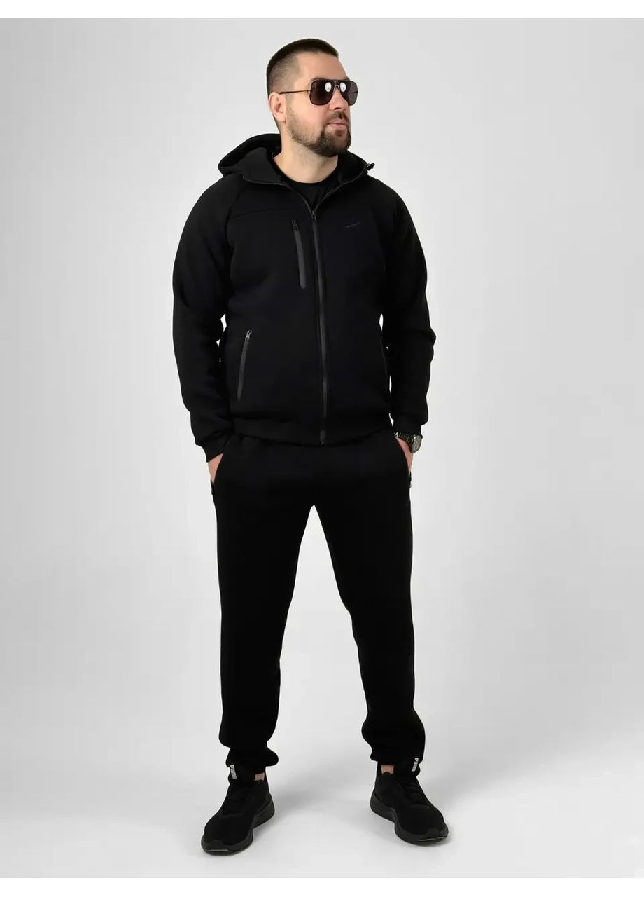 Мужской костюм спортивного стиля на флисе черного цвета размер М No Brand (370708904)