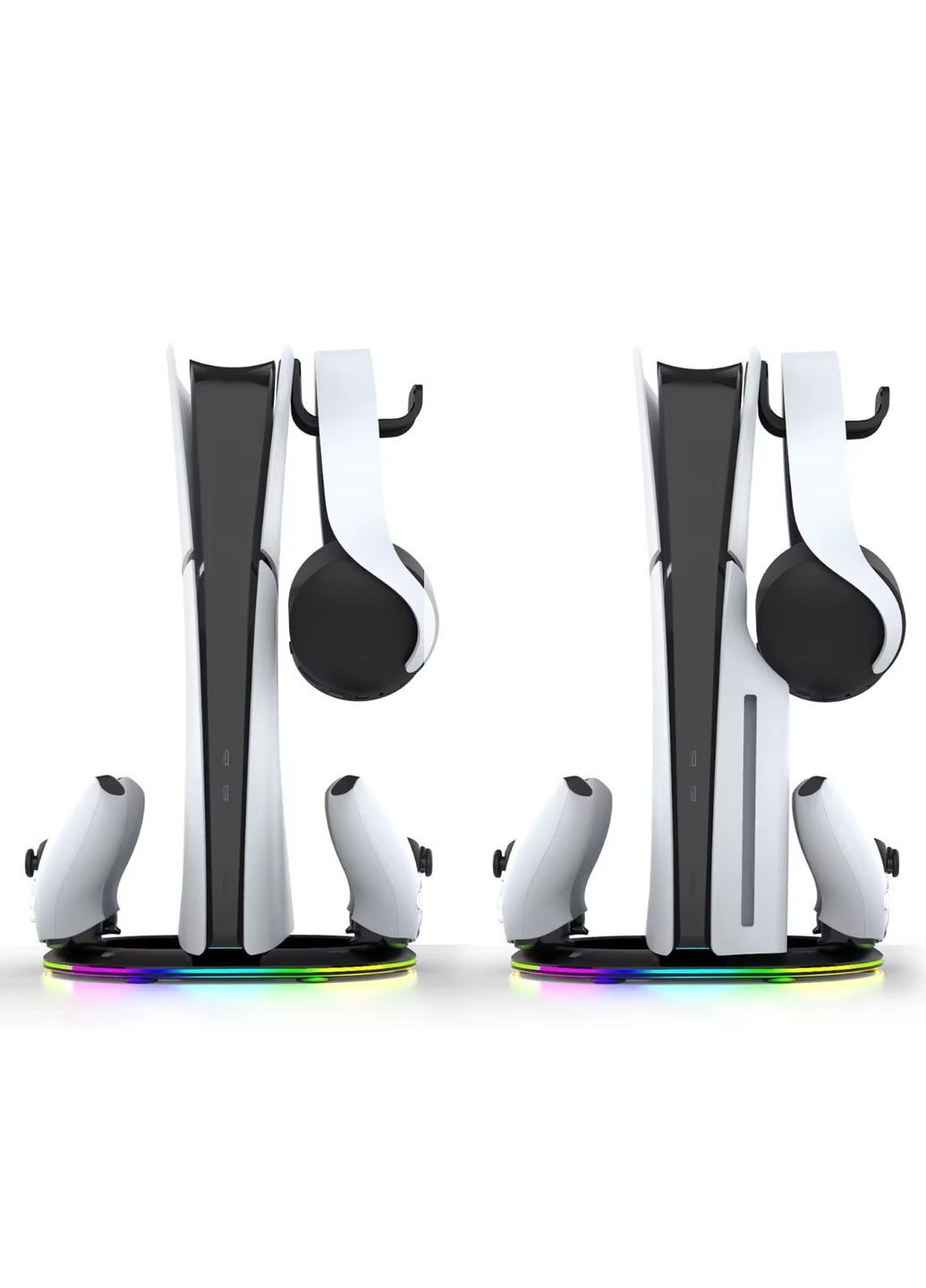 Вертикальна підставка для PS5 Slim/Pro, багатофункціональна док-станція з RGB підсвічуванням Black Ipega (372474841)