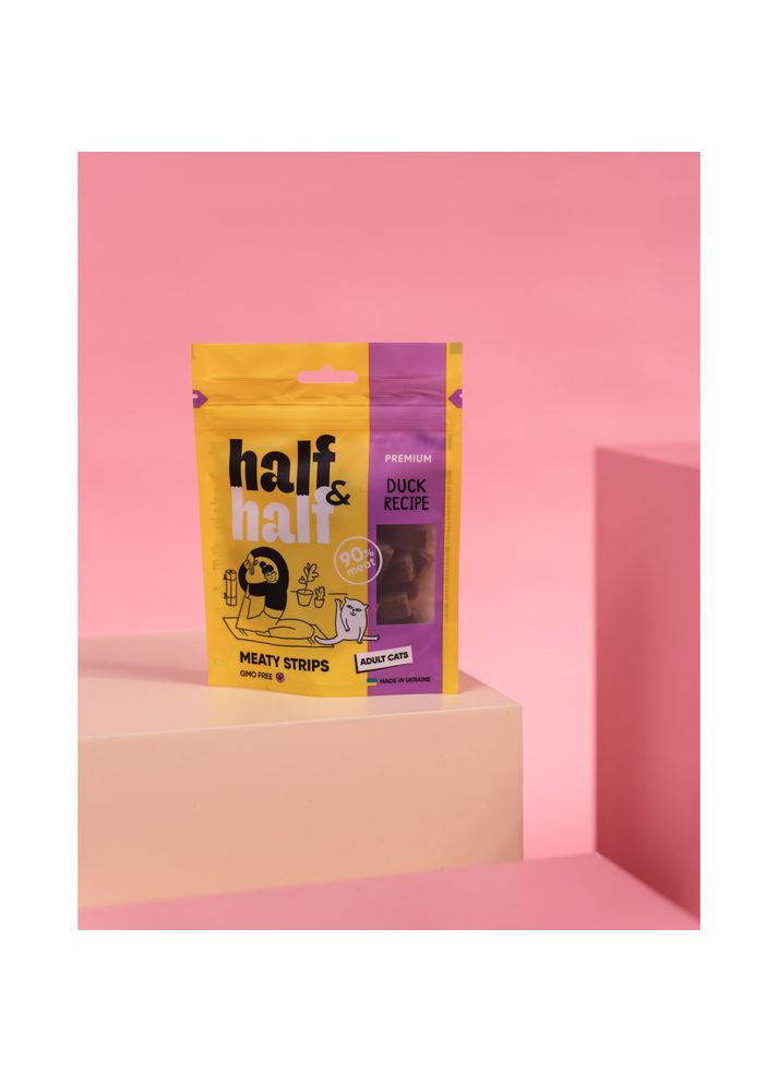 Ласощі HalfHalf м ясні смужечки для котів, із качкою 50 г No Brand (355795080)