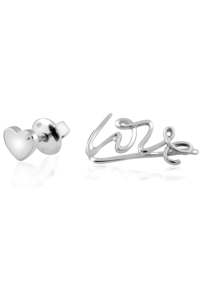Срібна сережка-гвоздик Серце та кафа Love (4899) IRIJ (331016965)