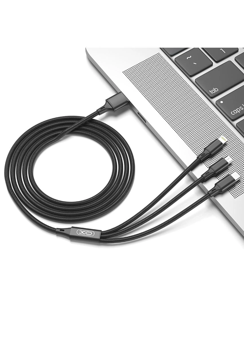 Кабель 3in1 USB - Lightning+MicroUSB+Type-C 1.2 м черный XO (397341710)