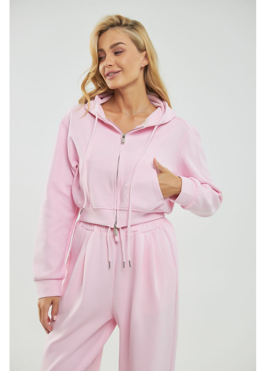 Однотонний спортивний костюм із худобою з капюшоном та прямими брюками - світло-сірий колір Lurex (361056803)