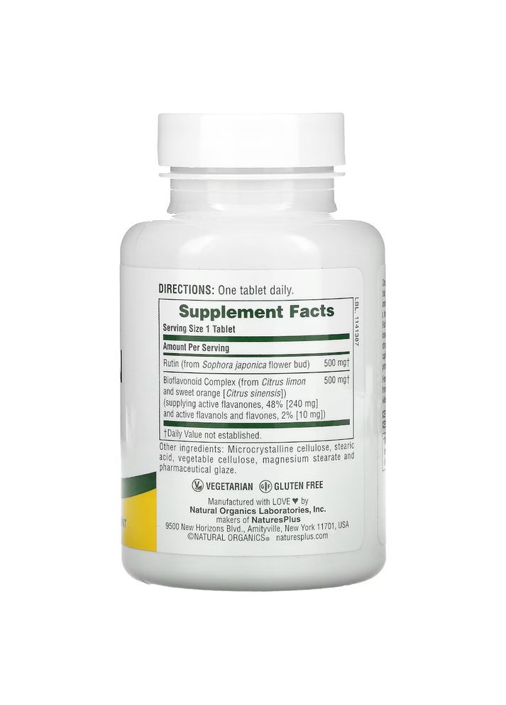 Вітаміни та мінерали BioRutin 1000 mg, 90 таблеток Natures Plus (322292145)