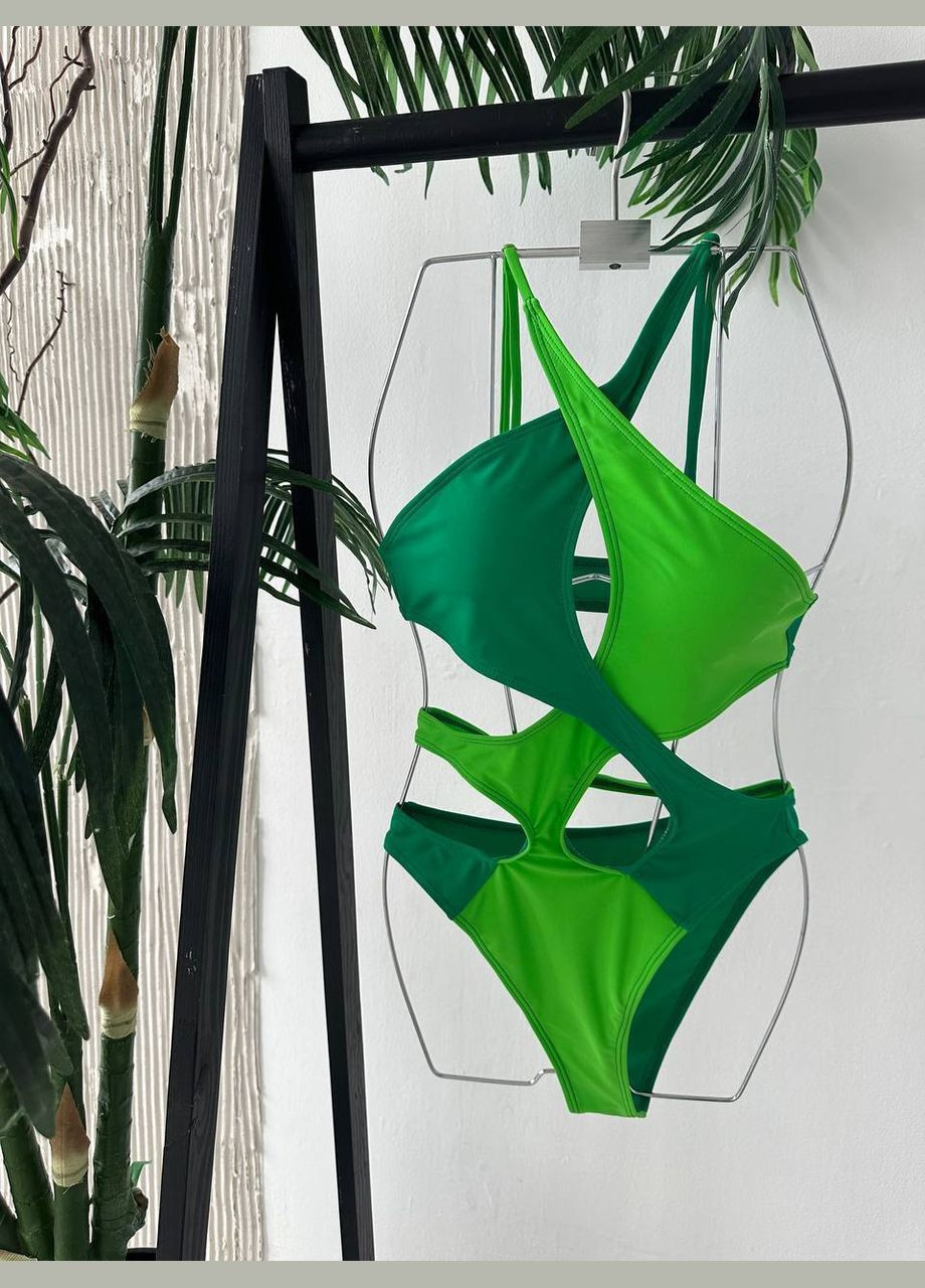 Зеленый демисезонный купальник сдельный слитный No Brand