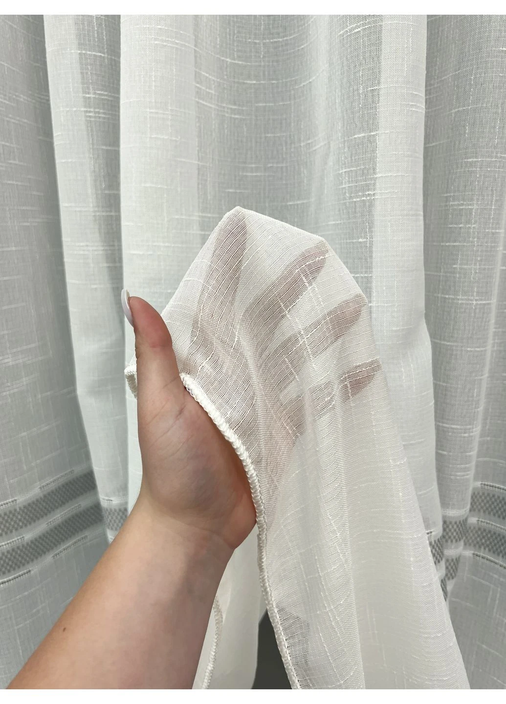 Тюль 2087т Мережка Льон Молочний з сірим 400х270 см (42-1298) VR-Textil (399972751)