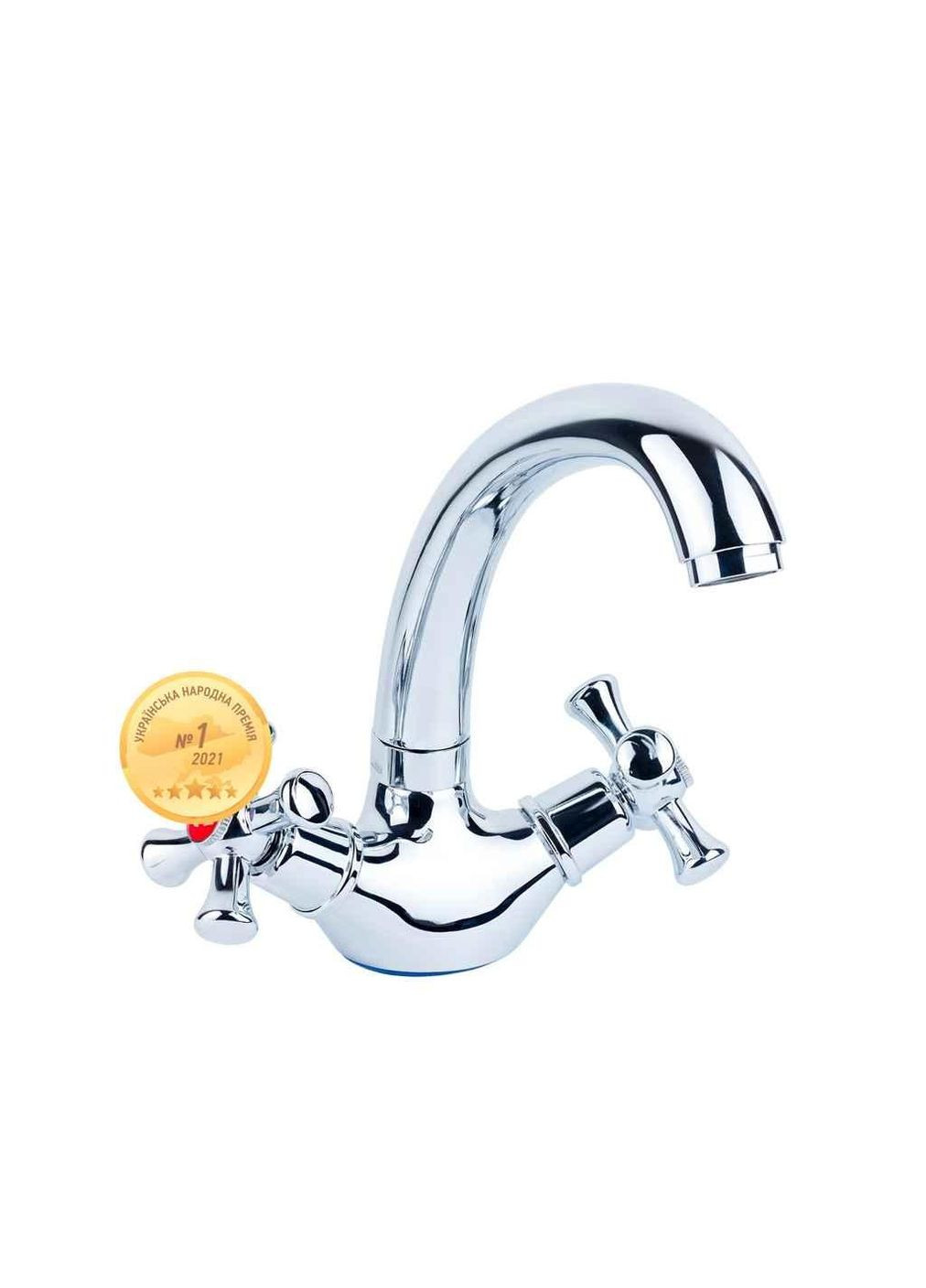 Змішувач для кухні на мийку s77 ½ гусак короткий вухо на гайці (PL-4B355C) ТМ AQUATICA (315139811)