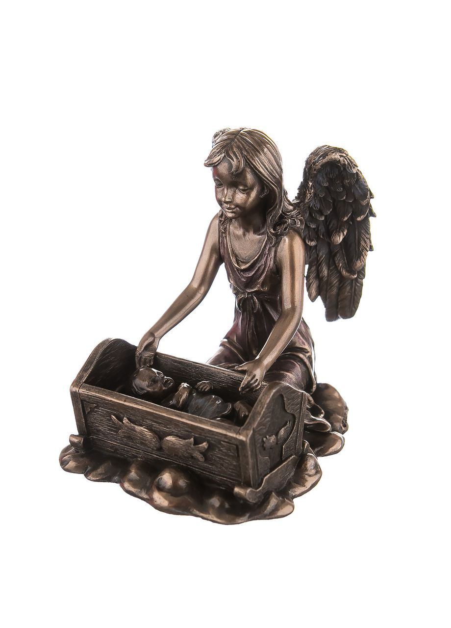 Статуетка настільна Ангел біля ліжечка 10 см 70729 полістоун із бронзовим напиленням Veronese (302238996)