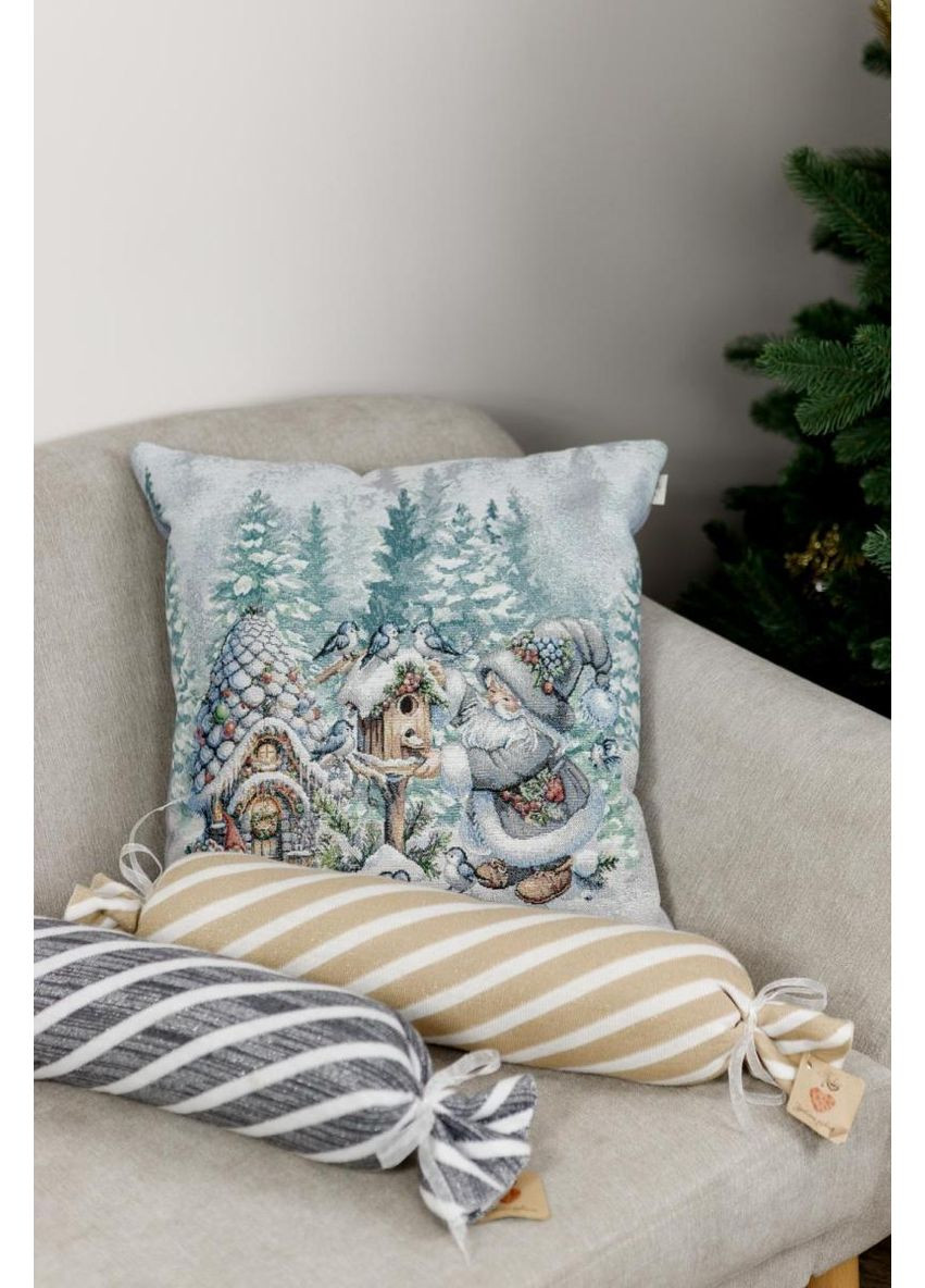 Декоративная наволочка Сказочные гномы 45х45 см для новогоднего декора стильный подарок ProDobro (369377918)