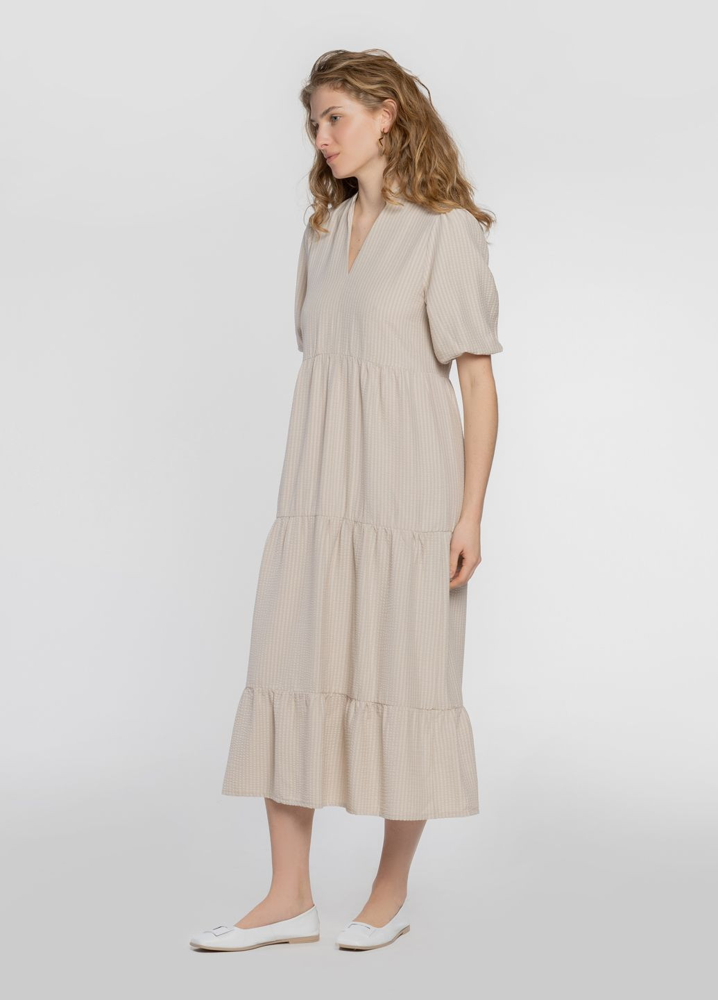 Бежевое кэжуал платье женское бежевое Arber однотонное